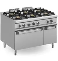 MBM Italy Fornuis + Oven | MAGISTRA PLUS 900 | Gas/Elektrisch | 6 Branders (3x 7kW, 3x 11kW) + 2/1 GN Oven (6kW-400V) | Waakvlam | Neutraal Vak | 1200x900x850(h)mm
