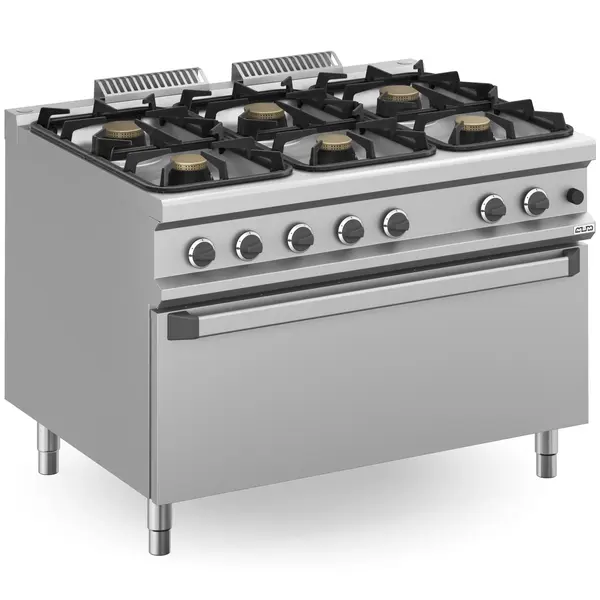 Fornuis + Maxi Oven | MAGISTRA PLUS 900 | Gas | 6 Branders (3x 7kW, 3x 11kW) + Oven (10kW) | Waakvlam/Piëzo | 1200x900x850(h)mm