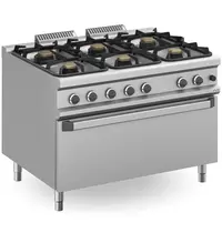 MBM Italy Fornuis + Maxi Oven | MAGISTRA PLUS 900 | Gas | 6 Branders (3x 7kW, 3x 11kW) + Oven Met Grillfunctie (10kW, 5 kW(400V)) | Waakvlam/Piëzo | 1200x900x850(h)mm