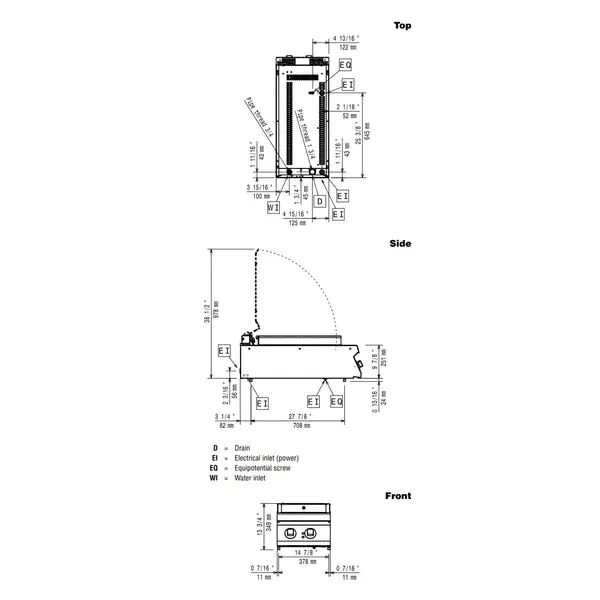 High Power Stoomgrill | MAXIMA 900+ | Elektrisch | Oppervlak 345x600 (RVS) | 5.8kW (400V) | Vulkraan + Aftapkraan | 400x900x275/349(h)mm