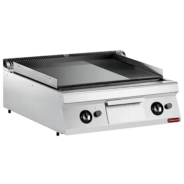Bak-/Grillplaat | MAXIMA 900+ | Gas | Glad/Gegroefd Oppervlak 730x700 (Staal) | 90°C/270°C | 20kW | Piëzo Ontsteking | 800x900x275/410(h)mm