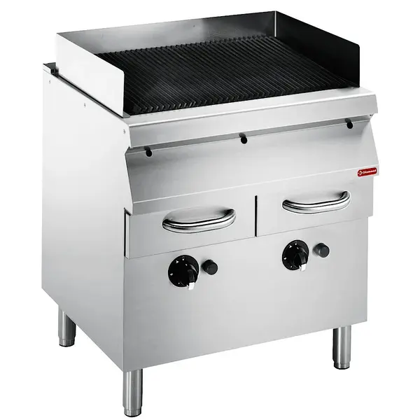 Stoomgrill | MAXIMA 900+ | Gas | Oppervlak 631x640 (Gietijzer) | 20kW | Piëzo Ontsteking | Uitneembare Waterladen | 800x900x849/979(h)mm