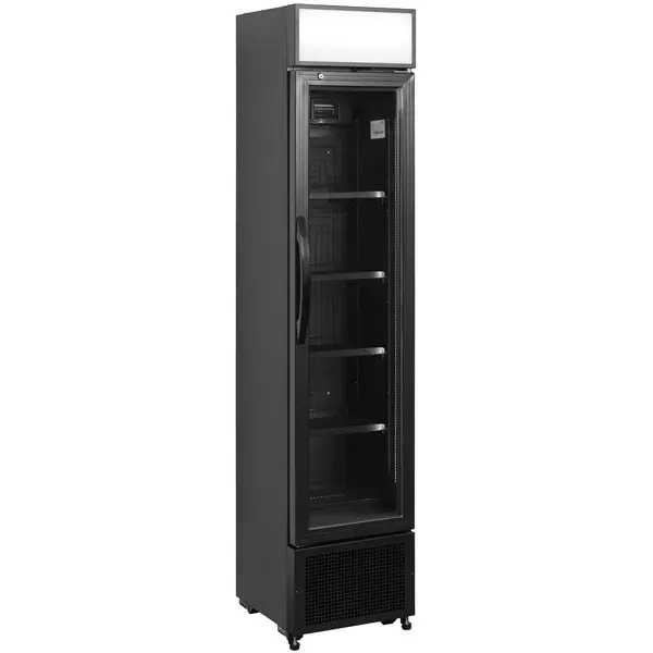 Koelkast | 182L | Zwart | +2°C/+10°C | Geforceerd | Wielen | 435x505x2013(h)mm