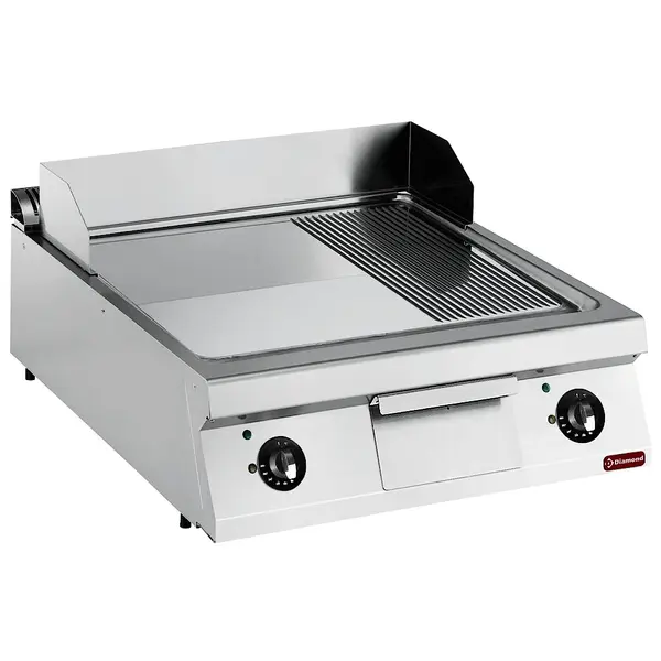 Bak-/Grillplaat | MAXIMA 900+ | Elektrisch | Glad/Gegroefd Oppervlak 744x647 (Verchroomd) | 120°C/280°C | 15kW (400V) | 800x900x275/410(h)mm