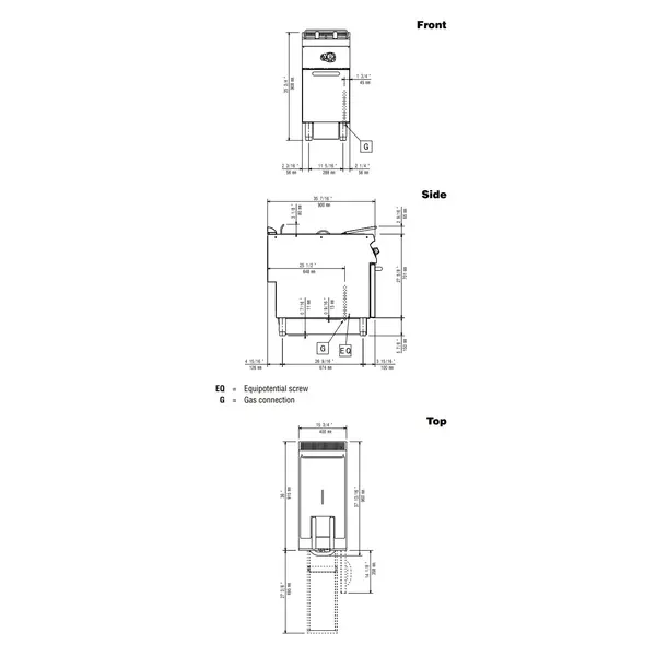 Friteuse | MAXIMA 900+ | Gas | 23L | 120°C/190°C | 21kW | Aftapkraan | 400x900x851/908(h)mm