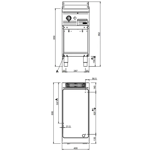 Bak-/Grillplaat | MAGISTRA PLUS 900 | Gas | Glad Oppervlak 380x720 (Verchroomd) | 8kW | Piëzo Ontsteking | Open Onderkast | 400x900x850(h)mm