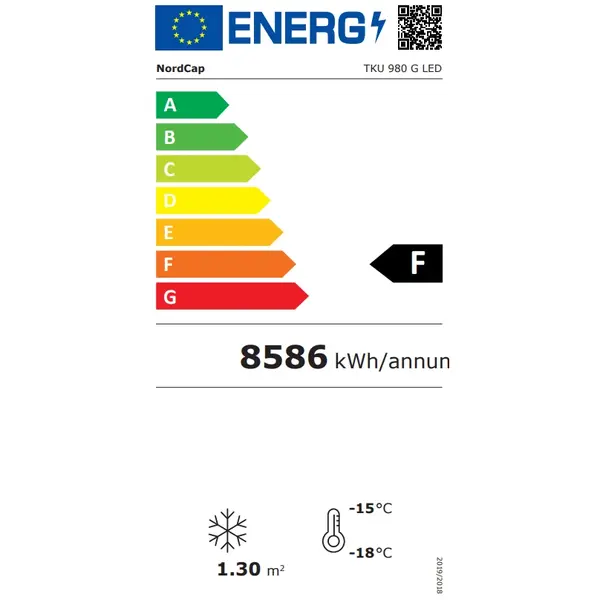 Vrieskast | 1149L | Zwart/Wit | -12°C/-24°C | Geforceerd | Draaideuren | Wielen | 1370x720x2020(h)mm