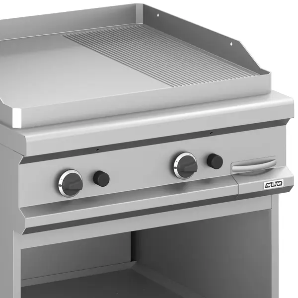 Bak-/Grillplaat | MAGISTRA PLUS 900 | Gas | Glad/Gegroefd Oppervlak 780x720 (RVS) | 16kW | Piëzo Ontsteking | Open Onderkast | 800x900x850(h)mm