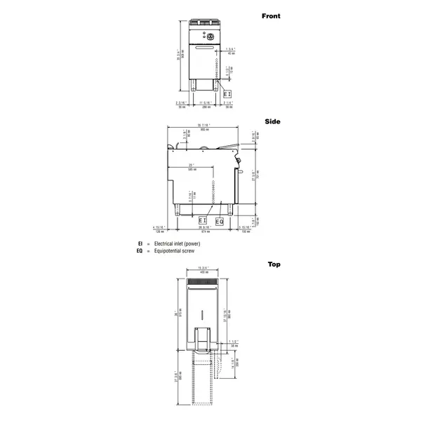 Friteuse | MAXIMA 900+ | Elektrisch | 23L | 105°C/185°C | 18kW (400V) | Aftapkraan | 400x900x851/908(h)mm