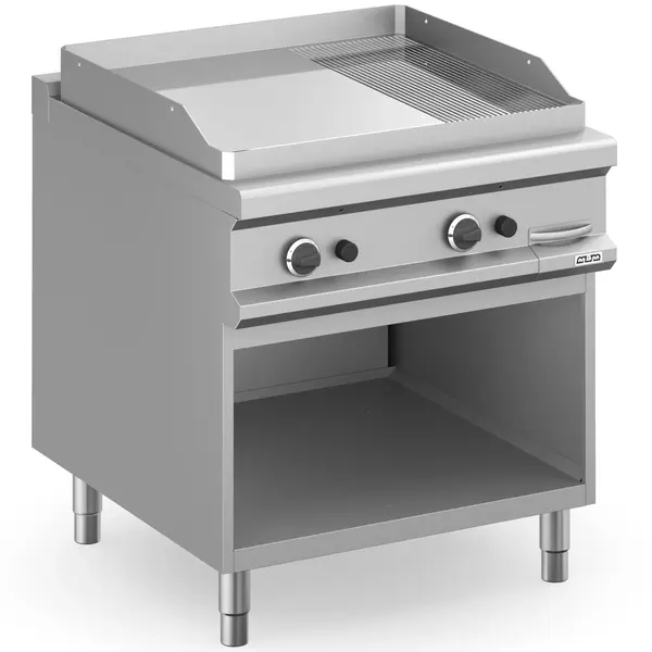 Bak-/Grillplaat | MAGISTRA PLUS 900 | Gas | Glad/Gegroefd Oppervlak 780x720 (Verchroomd) | 16kW | Piëzo Ontsteking | Open Onderkast | 800x900x850(h)mm