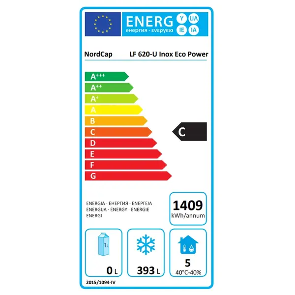 IJsvrieskast | 600L (51x 5L) | RVS | -10°C/-25°C | Geforceerd | Wielen | 730x957x1985(h)mm