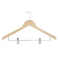 Bolero Kledinghangers | Hout/Staal | Naturel | Ophangclips | 10 Stuks | 270mm