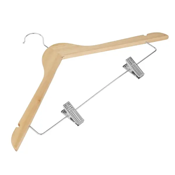 Kledinghangers | Hout/Staal | Naturel | Ophangclips | 10 Stuks | 270mm