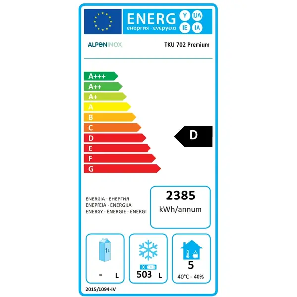 Vrieskast | CRIO TECH | 670L (2/1 GN) | RVS | -15°C/-22°C | Geforceerd | Bluetooth + App | Temperatuuralarm | 710x835x2050/2105(h)mm