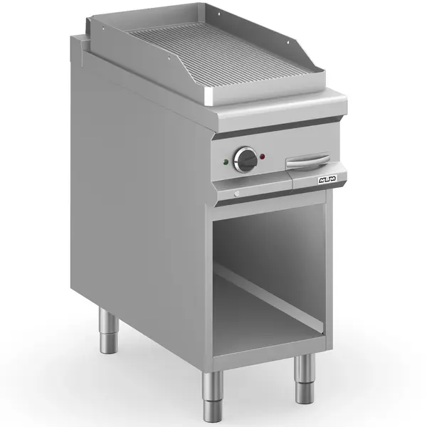 Bak-/Grillplaat | MAGISTRA PLUS 900 | Elektrisch | Gegroefd Oppervlak 380x720 (RVS) | 6kW (400V) | Open Onderkast | 400x900x850(h)mm