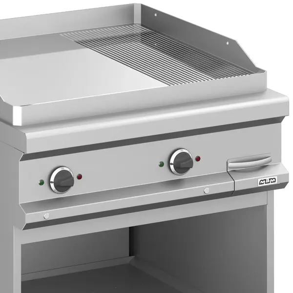 Bak-/Grillplaat | MAGISTRA PLUS 900 | Elektrisch | Glad/Gegroefd Oppervlak 780x720 (Verchroomd) | 12kW (400V) | Open Onderkast | 800x900x850(h)mm