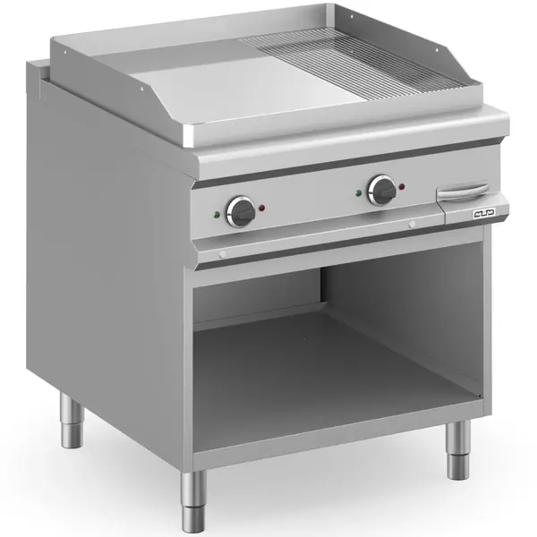 Bak-/Grillplaat | MAGISTRA PLUS 900 | Elektrisch | Glad/Gegroefd Oppervlak 780x720 (Verchroomd) | 12kW (400V) | Open Onderkast | 800x900x850(h)mm