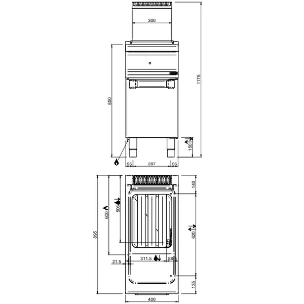 Friteuse | MAGISTRA PLUS 900 | Gas | 18L | 90°C/190°C | 18kW | Aftapkraan | Piëzo Ontsteking | 400x900x850/1180(h)mm