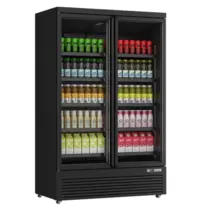 UNNICOOL Drankenkoeling | 1081L | Zwart | 0°C/+10°C | Statisch + Ventilator | Draaideuren | Wielen (Geremd) | 1253x710x2003(h)mm