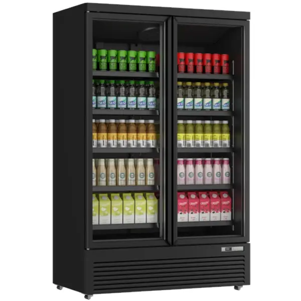 Drankenkoeling | 1081L | Zwart | 0°C/+10°C | Statisch + Ventilator | Draaideuren | Wielen (Geremd) | 1253x710x2003(h)mm