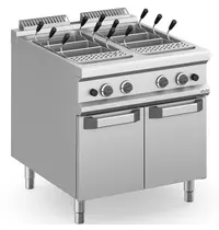 MBM Italy Pastakoker | MAGISTRA PLUS 900 | Gas | 2x 40L | 26.6kW (230V) | Vulkranen + Aftapkranen | Piëzo Ontsteking | 800x900x850(h)mm