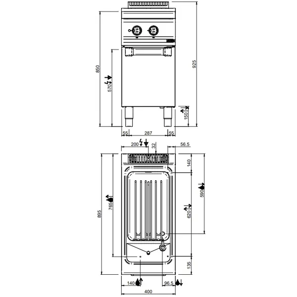 Pastakoker | MAGISTRA PLUS 900 | Elektrisch | 40L | 9kW (400V) | Vulkraan + Aftapkraan | 400x900x850(h)mm