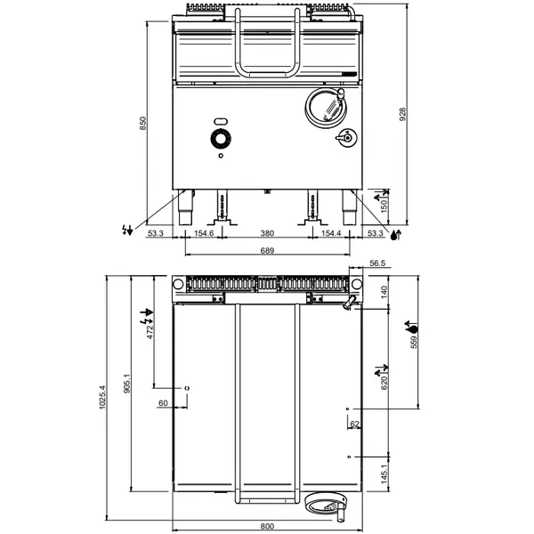 Kantelbare Braadpan | MAGISTRA PLUS 900 | Elektrisch | 80L | 50°C/300°C | 12kW (400V) | Vulkraan | 800x900x850(h)mm
