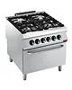 Diamond Fornuis + Oven | MAXIMA 900+ | Gas/Elektrisch | 4 Branders (1x 10kW + 3x 6kW) + 2/1 GN Oven (6kW-400V) | Waakvlam | 800x900x851/909(h)mm 