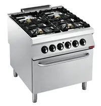 Diamond Fornuis + Oven | MAXIMA 900+ | Gas/Elektrisch | 4 Branders (1x 10kW + 3x 6kW) + 2/1 GN Oven (6kW-230V-3F) | Waakvlam | 800x900x851/909(h)mm
