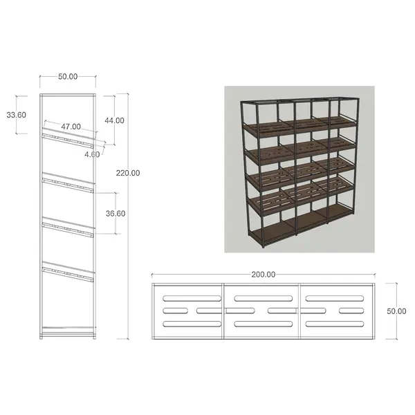 Winkelstelling | Modulair | Voor Brood | Supermarkt/Bakker | 6 Schappen | 2000x500x2200(h)mm