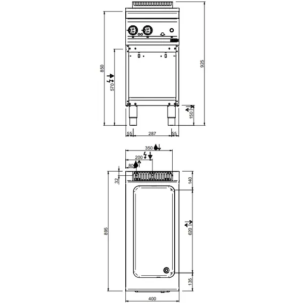 Bain-Marie | MAGISTRA PLUS 900 | Elektrisch | 2.5kW (230V) | Aftapkraan | Open Onderkast | 400x900x850(h)mm