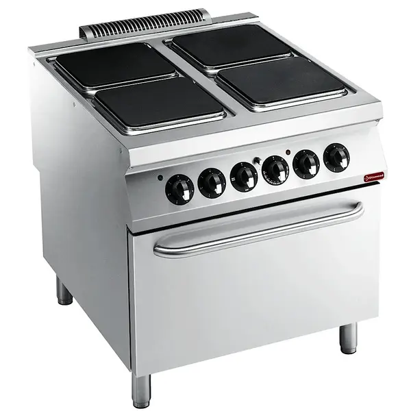 Fornuis + Oven | MAXIMA 900+ | Elektrisch | 4 Kookpunten (300x300) + 2/1 GN Oven | 22kW (230V-3F) | 800x900x851/909(h)mm