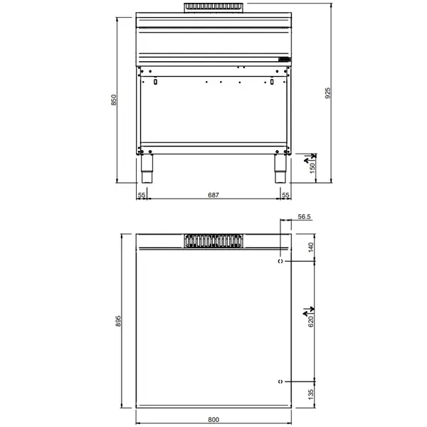 Neutrale Werkunit | MAGISTRA PLUS 900 | Open Onderkast | 800x900x850(h)mm