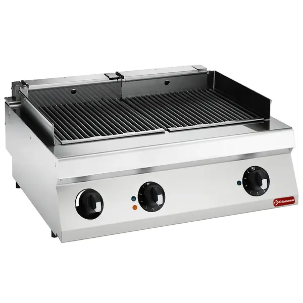 High Power Stoomgrill | MAXIMA 900+ | Elektrisch | Oppervlak 690x600 (RVS) | 11.6kW (400V) | Vulkraan + Aftapkraan | 800x900x275/348(h)mm