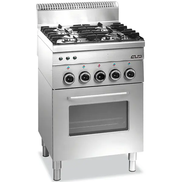 Fornuis + Oven | MINIMA 600 | Gas | 4 Branders (2x 2.7kW, 2x 3.15kW) + Oven (2kW) | Waakvlam/Piëzo | 600x600x850(h)mm