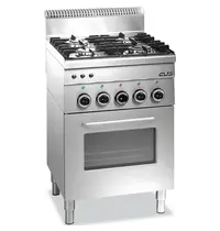 MBM Italy Fornuis + Oven | MINIMA 600 | Gas/Elektrisch | 4 Branders (2x 2.7kW, 2x 3.15kW) + Oven (2.5kW) | Waakvlam | 600x600x850(h)mm