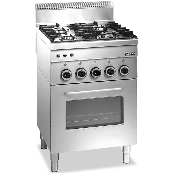 Fornuis + Oven | MINIMA 600 | Gas/Elektrisch | 4 Branders (2x 2.7kW, 2x 3.15kW) + Oven (2.5kW) | Waakvlam | 600x600x850(h)mm