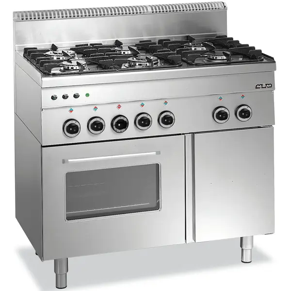 Fornuis + Oven | MINIMA 600 | Gas | 6 Branders (3x 2.7kW, 3x 3.15kW) + Oven (2kW) | Waakvlam/Piëzo | Neutraal Vak | 1000x600x850(h)mm