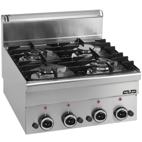 Fornuis | MINIMA 600 | Gas | 4 Branders (2x 2.7kW + 2x 3.15kW) | Piëzo Ontsteking | 600x600x270(h)mm