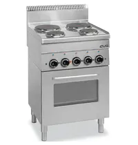MBM Italy Fornuis + Oven | MINIMA 600 | Elektrisch | 4 Kookpunten (2x 1.5kW, 2x 2.6 kW) + Oven | 12.5kW (400V) | 600x600x850(h)mm