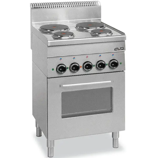 Fornuis + Oven | MINIMA 600 | Elektrisch | 4 Kookpunten (2x 1.5kW, 2x 2.6 kW) + Oven | 12.5kW (400V) | 600x600x850(h)mm