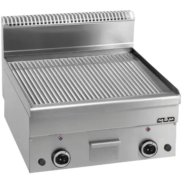 Bak-/Grillplaat | MINIMA 600 | Gas | Gegroefd Oppervlak 600x510 (RVS) | 10.2kW | Piëzo Ontsteking | 600x600x270(h)mm