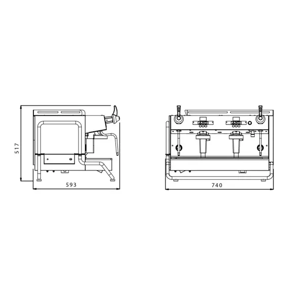 Espressomachine | RISE | RVS/Div. Kleuren | Automatisch | 2 Groepen | Multi-Boiler 11L + 2x 0.8L | Digitaal | 400V | 740x593x517(h)mm