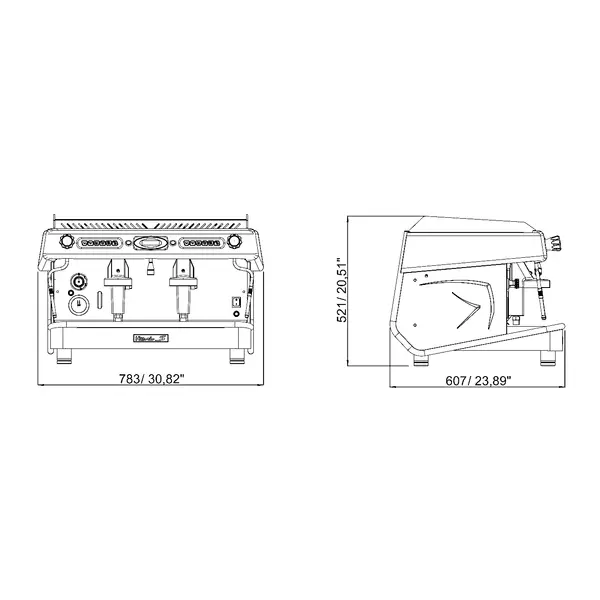 Espressomachine | VITTORIO S | Zwart | Automatisch | 2 Groepen | Boiler 14L | Digitaal | 400V | 783x607x521(h)mm