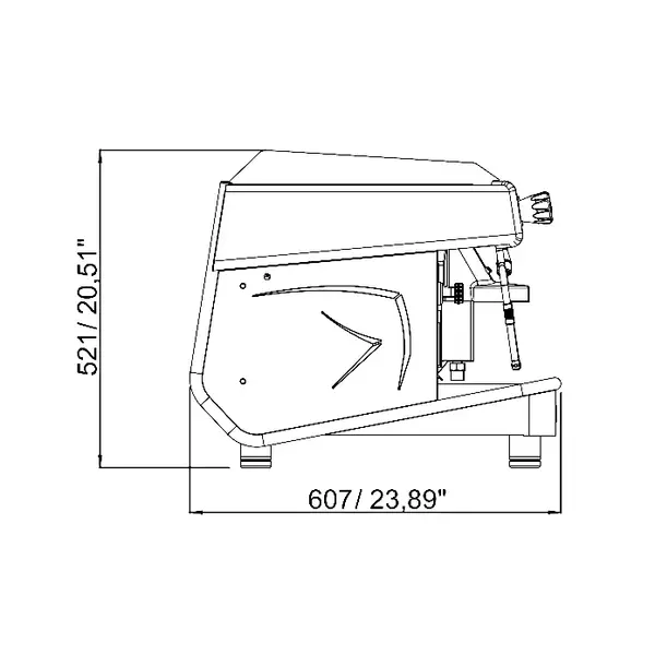 Espressomachine | VITTORIO S | Zwart | Automatisch | 2 Groepen | Boiler 8L | Digitaal | 400V | 661x607x521(h)mm