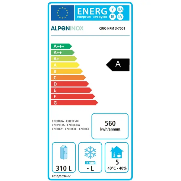 Koelwerkbank | CRIO TECH | 440L | 3 Deuren (1/1 GN) | -2°C/+10°C | Geforceerd | Bluetooth + App | Temperatuuralarm | Zonder Werkblad | 1795x700x850(h)mm