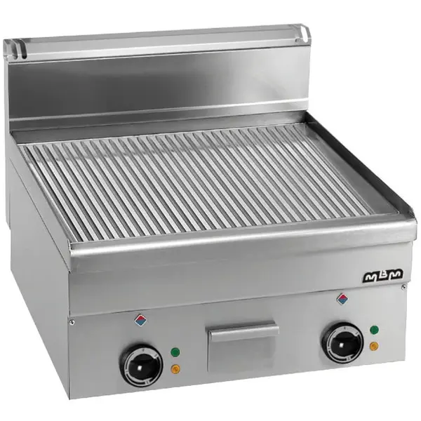 Bak-/Grillplaat | MINIMA 600 | Elektrisch | Gegroefd Oppervlak 600x510 (RVS) | 7.5kW (400V) | 600x600x270(h)mm