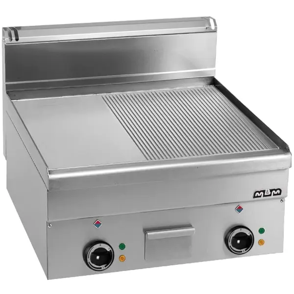 Bak-/Grillplaat | MINIMA 600 | Elektrisch | Glad/Gegroefd Oppervlak 600x510 (RVS) | 7.5kW (400V) | 600x600x270(h)mm