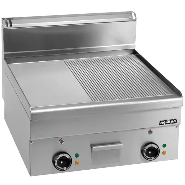 Bak-/Grillplaat | MINIMA 600 | Elektrisch | Glad/Gegroefd Oppervlak 600x510 (Verchroomd) | 7.5kW (400V) | 600x600x270(h)mm