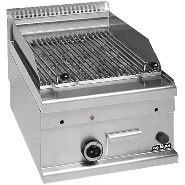 Lavasteengrill | MINIMA 600 | Gas | Oppervlak 355x460 (RVS, Vlees) | 7kW | Piëzo Ontsteking | 400x600x270(h)mm